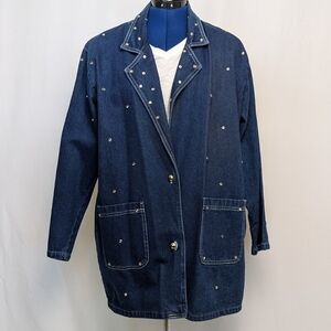 Women's Blue Jean Jacket with Stud Accents